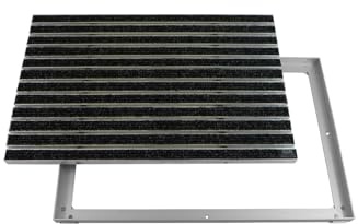 EMCO Eingangsmatte DIPLOMAT Rips anthrazit 12mm + ALU Rahmen Schmutzfangmatte Fußabtreter Antirutschmatte, Größe:90x60cm