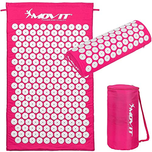 MOVIT® Akupressurmatte, Modell »TUINA« (75x44x2,5cm) inkl. Kissen & Tasche, schadstoffgeprüft, Bezug 100% Baumwolle, pink, Massagematte