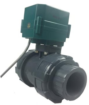 MISOL 1 pcs of motorized 12V, DN40 BSP(1.5), PVC valve, 2 way, electrical pvc valve, CR04