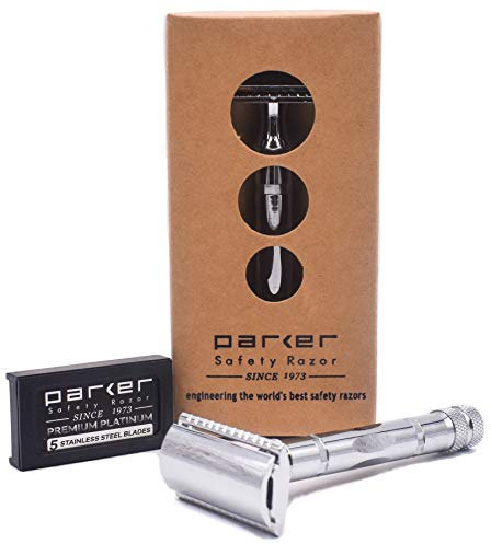 Parker Safety Razor 89R Super Heavy Weight Double Edge Rasierhobel & 5 Parker-Klingen