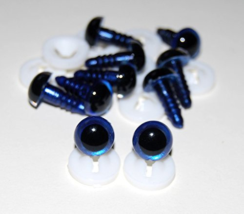 celloexpress 15mm GLASS LIKE Royal Blue Eyes with Plastic Backs - Safety Eyes for Soft Toy or Teddy Bear Making - Pack of 5 Pairs