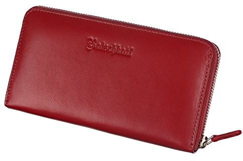 Ratschkatl Portemonnaie Damen Groß Frauen – Handgefertigt mit Reißverschluss + vielen Kartenfächern – Portmonee – Geldbeutel - Wallet - Clutch (Rot)