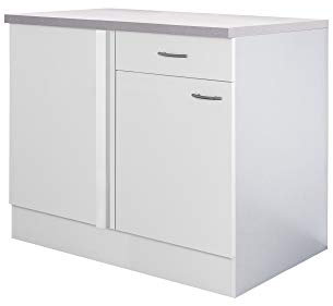 Flex-Well Küchenschrank UNNA - Eck-Unterschrank - 1-türig, 1 Schublade - Breite 110 cm - Weiß