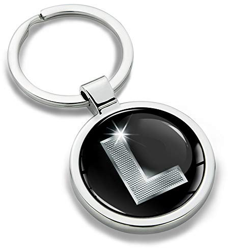 Biomar Labs® Schlüsselanhänger Buchstabe Metall Keyring Buchstaben Initialen Alphabet Autoschlüssel Geschenk Metall-Schlüsselanhänger Schlüsselbund Edelstahl Silber L, KK 12