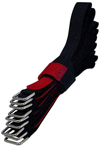 Lumonic 10x Klettbinder 300x20mm normal Schwarz Rot - Wiederverwendbare Kabelbinder aus Klettband - Zum Befestigen oder Kabelmanagement