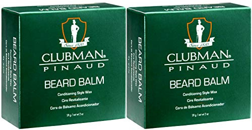 Clubman Pinaud Beard Balm – Conditioner & Styling Balm for Men, Moisturizing Grooming Formula for Soft Smooth Facial Hair, Medium Hold Frizz Control, 2 oz, 2 Pack