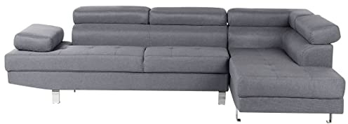 5-Sitzer Ecksofa Stoffbezug Grau mit Chaiselongue links modern Norrea