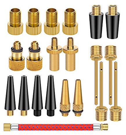 21PCS Brass Presta Schrader Valve Adapter Tools, Ball Pump Needle, Bike Tire Pump Accessories Fit for Gym Balloon Toy