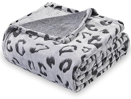 SOCHOW Flanell Fleecedecke mit 3D-Leopardenmuster, leichte, superweiche, gemütliche Plüsch-Bettdecke/Sofadecke 150 x 200 cm, Schwarz Leopard
