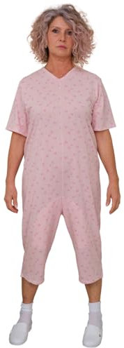 FERRUCCI Pigiama Tutone Sanitario Comfort Manica Corta Pantalone Corto 1 Cerniera/Zip Dietro Schiena Estivo (Rosa, S)
