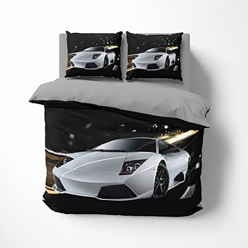 FEBE 3D Bettwäsche Lambo Bettbezug-Set 135x200 + Kissenbezug 80x80 cm Wendebettwäsche 2 Teilig mit Reißveschluss