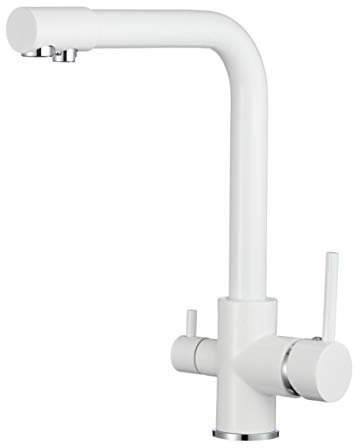 VALAZ Rubinetto Cucina 3 Vie Osmosi Bianco | Rubinetto Lavello Cucina | Alta Pressione, Girevole a 360°, Risparmio Idrico, Installazione Veloce | Acciaio inossidabile, Serie Nilo