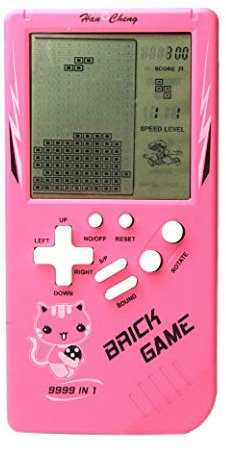 CZT Neue Großbild-Backstein-Spielekonsole 9999 in 1 Panzer/Rennen/Schießen/Whac-A-Mole/Pocket-Spiel Freizeitpuzzle Einstellbarer Schwierigkeitsgrad und Geschwindigkeit (Rosa)