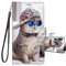 JRIANY Coque pour Huawei P20 Lite (5,84 Pouces), Etui Portefeuille Antichoc Housse Protection avec Motif, [Fonction Support] [Porte Carte] PU Cuir à Rabat Coque pour Huawei P20 Lite - Chat E