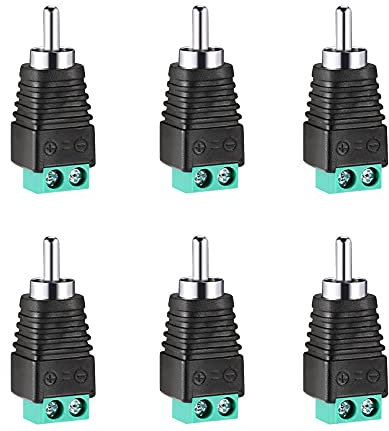 Iskueal RCA to AV Screw Terminal Connector, Phono RCA Male Plug Solderless Converter Audio/Video Speaker Wire Connectors Solderless Adapter