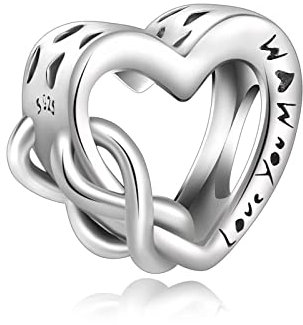 BIZK Ich liebe Dich Mutter Charm Anhänger für Armband 925 Sterling Silber Charm Bead Pendant Rosegold für Europäische Armbänder und Halsketten