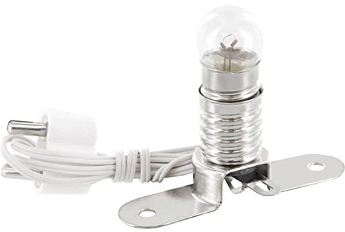 BELI-BECO 435 Skalenlampe für Puppenhaus oder Krippe mit Beleuchtung - Krippenbeleuchtung - klare Glühlampe mit Stegfassung E 10-4,5 V - 0,2A mit 400 mm Litze und Doppelstecker (Weiß)