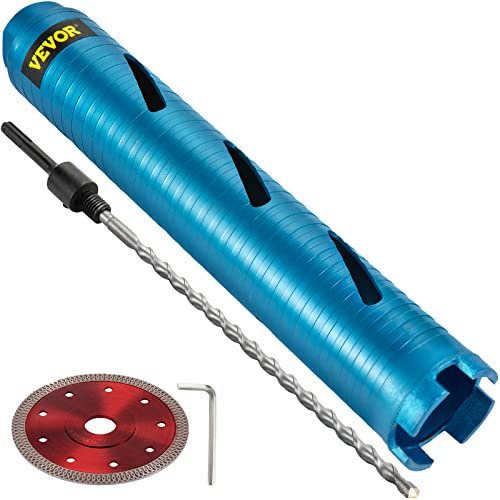 VEVOR Punta per carotaggio, diametro 50,8 mm 5/8-11 filettato, profondità 241,3 mm Utensile per carotaggio a secco diamantato con punta pilota e lama da 4,5, punte per seghe a tazza