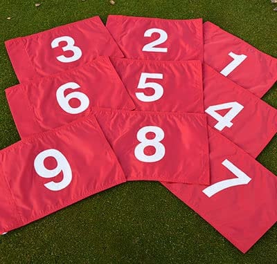 eclipse branding Numbered Golf Pin Tee Flags 1-9 yellow white blue or red with Tubelock for the pole (1-9 Yellow Flags Tube)