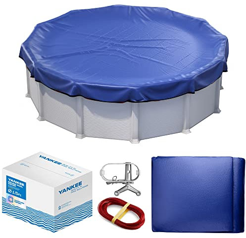 15 ft Round Pool Cover | Extra Thick & Durable Above-Ground Pool Cover | Sapphire Series of Premium Cold- and UV-Resistant Pool Cover | Above-Ground Pool Protection | by Yankee Pool Pillow