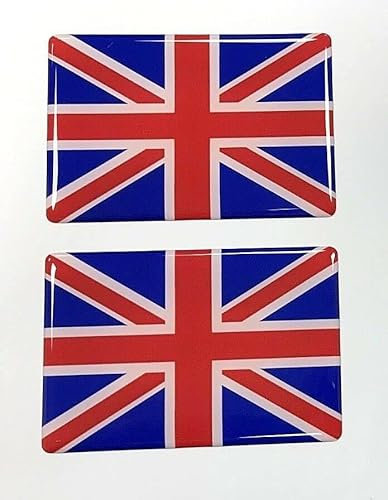 2 x Union Jack Domed Sticker/Decal - 64mm RED, White & Blue