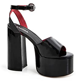 Lamoda All for You Black Platform Sandals for Women, Stylish Open Toe High Heel Strap Shoes, Comfortable Platform Design with Adjustable Strap for Secure Fit and Trendy Look, UK7