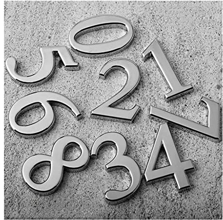 JEEIJ Silver Electroplating House Number 0-9 Sign, 35mm 50mm 70mm 3D Plane Modern ABS Plastic Numbers Plaques Hotel Home Door Numbers, 1pcs (Color : 8, Height : 35mm)