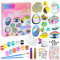 Steine zum Bemalen DIY Set mit 10+2 Steine | Bastelset Kinder ab 6 Jahre Junge und Mädchen Geschenke 7 Jahre Kindergeburtstag | Rock Paint Kit mit Aufkleber und Pinsel Stifte für Kreatives Malen