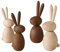 RiloStore 4 STK Osterhasen Holzhasen braun Natur Holz Hasen 12cm und 14cm Deko Ostern n3066 Holzhase Aufsteller Holz Osterdeko rundlich kugelig niedlich