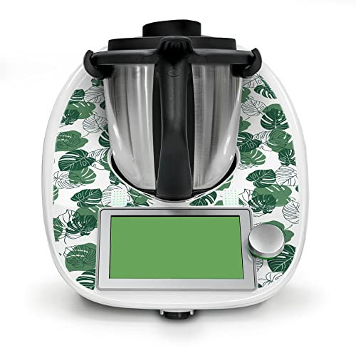 Deko Schutz Aufkleber kompatibel mit Küchenmaschine Thermomix TM6 Design Sticker Klebefolie Zubehör Küchengerät wasserfest selbstklebend RX042 (19 Monstera)
