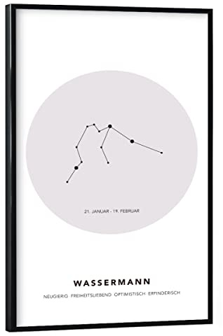 artboxONE Poster mit schwarzem Rahmen 30x20 cm Galaxy Sternbild Wassermann - Bild Sternzeichen