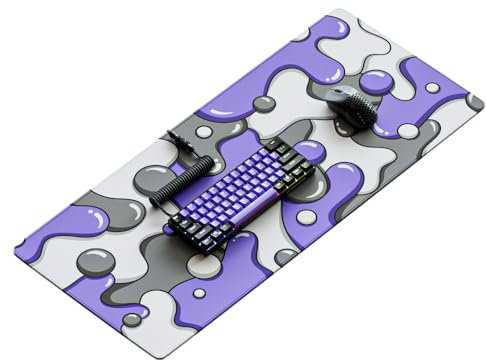 Kraken Keyboards XXL lila Mauspad – großes weißes und violettes Gaming-Mauspad – Schreibtischunterlage für Tastatur und Maus – Dickes Handwerksmauspad für den Schreibtisch (Lavendel)