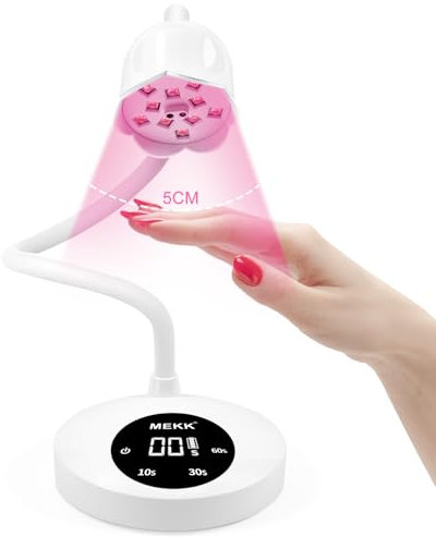 MEKK Gooseneck UV Nail Lamp Cordless Mini UV Light for Gel Nails with Auto Sensor,Professional Flash Cure Lamp 30W Single Nails Light with Three Timers (10s/30s/60s) Salon & Home DIY Use-White