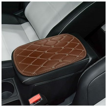 CGEAMDY Universal-Armlehnenkissen aus Leder, weich, rutschfest, wasserdicht, Autozubehör für Suv, LKW, Auto (Braun-Beige)