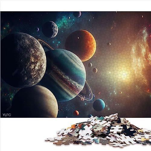 Sonnensystem-Neon-Puzzles 1000 Teile für Erwachsene, Papppuzzle und Puzzle 10,27 x 14,96 Zoll