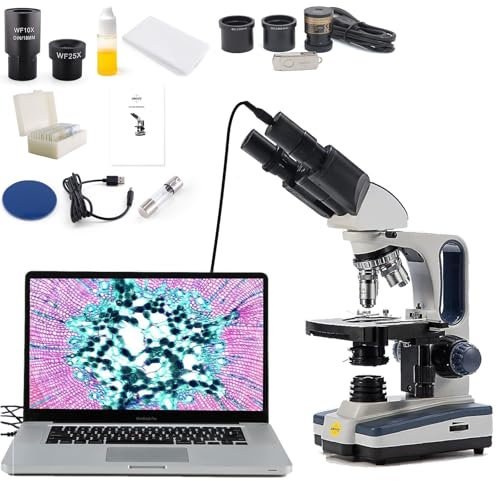 Swift Microscope numérique binoculaire composé 40X-2500X, Avec appareil Photo USB 5 MP, scène mécanique à Deux couches et logiciels