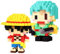 Luffy Building Blocks Set,2PCS Roronoa Zoro Building Blocks 3D Mini Puzzle Building Kit onepiece Cartoon DIY Modell Eltern-Kind Interaktionsspielzeug Weihnachtsgeburtstagsgeschenk für Kinder Jungen