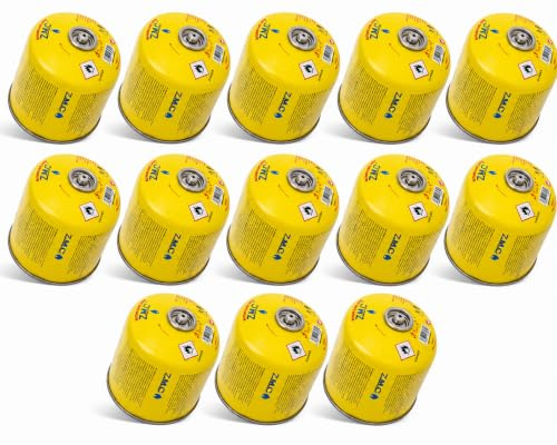 Z.M.C 13x Gaskartusche 300g 600ml Butan Propan Schraubventil EN417 Camping | 7/16 Zoll Eurogewinde | Verschlussautomatik sicher | Brenndauer 3-7 h | kältebeständig