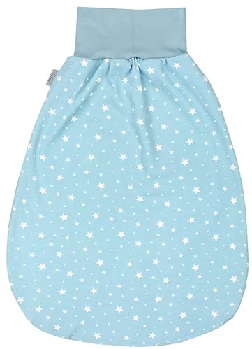 TupTam Baby Strampelsack mit breitem Bund – Unwattierter Schlafsack Baby aus Baumwolle für Frühling & Sommer, Farbe: Sterne Mintgrün, Größe: 6-12 Monate