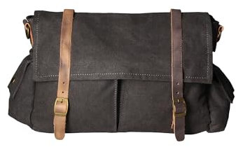 Gave Lux Unisex-Handtasche für Erwachsene. Handwerkliches Produkt. Außenmaterial: Canvas und echtes Leder. Tasche trägt alles. GLX22ZG301023FBG-NERO_BLACK. 24x34x10cm