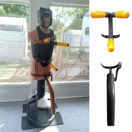Elitix Wing Chun Dummy Gebündelte Kampfsport-Trainingsmann-Stapelausrüstung, Holz-Kung-Fu-Übungspuppenständer zum Schlagen, Treten, Tai-Chi-Kraftübungsgerät