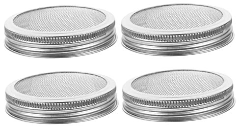 4pcs Mason Jar Sprout Lids Mason Jar Lids Sprout Maker Lid Sprouting Screen Lids Sprouting Kit Sprouting Cover Mason Jar Strainer Jar Drain Lids Mesh Sprout Lid Bean Screen
