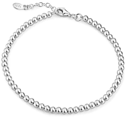 Damen Kugelarmband Silber 925 längenverstellbar in 2 Größen | Silberarmband aus hautfreundlichem 925 Sterling Silber für Frauen und Mädchen von MATERIA by Matthias Wagner