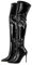 blingqueen Stivali da donna sopra il ginocchio con tacco alto elasticizzato, Pintura Nero, 40 EU