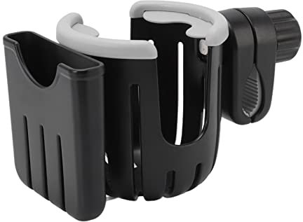 Getränkehalter für Kinderwagen Buggy Zubehör, Universal Becherhalter Kaffeehalter Kinderwagen Rollator Fahrrad Cup Holder Flaschenhalter Cup Holder für Trinkflaschen Nuckelflaschen (Schwarz und Grau)