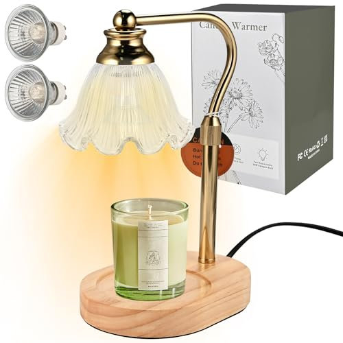 Faburo Candle Warmer Lamp, Electric Adjustable Candle Warmer Lamp UK with Timer, Vintage Wax Melt Candle Lamp Warmer for Scented Jar Candles,Aromatic Candle Holders for Home Decor with 2 Bulbs.