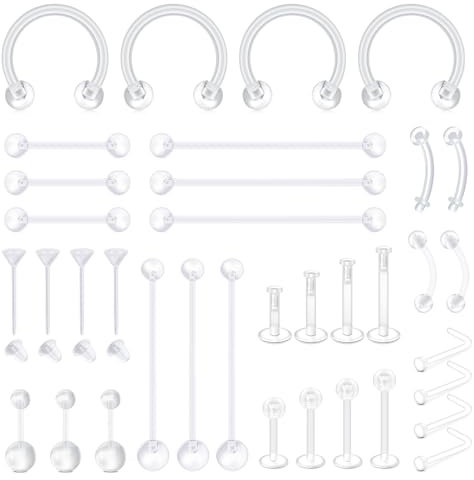 Briana Williams Klar Piercing Retainers Set Bioflex Lippe Nase Augenbraue Zunge Bauchnabel Piercing Ohr Ohrring Plastik