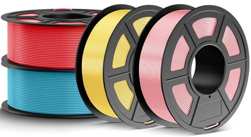 JAYO PETG Filament 1.75mm 4.4KG, PETG Starke Zähigkeit 3D Drucker Filament, 1.1 kg pro Spule, 4 Spulen, Mehrfarbig für Zitronengelb, Kirschblütenrosa, Himmelblau, Kirschrot