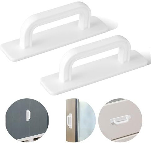 2 Pack Adhesive Stick on No Drill Cabinet Pulls, Peel and Stick Door Handles for Closet, Glass, Sliding Shower Door
