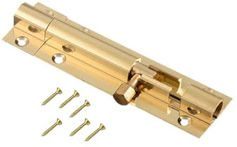 Leliafleury Door Bolt Lock 4 Inch Brass Door Latch Barrel Sliding Bolt Solid Security Lock Latch for Bathroom Bedroom Shed (Gold)